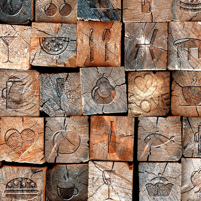 Repurposed Wood Wallpaper Roll Multi-Colored Industrial Wall Art for Business Scenes