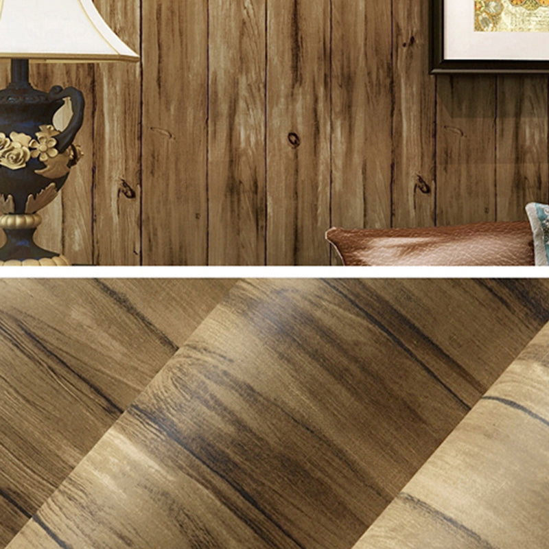 Multicolored Wood Look Wallpaper Roll Non-Paste Wall Covering for Business Scenes