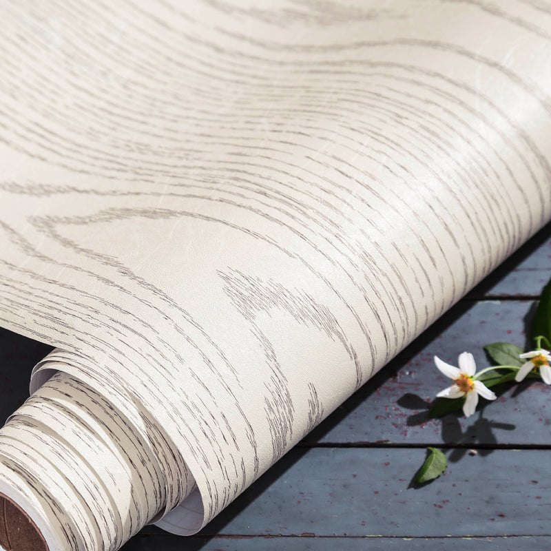 Simplicity Wood Printing Wallpaper Roll PVC Self Stick Beige Wall Decor for Bedroom