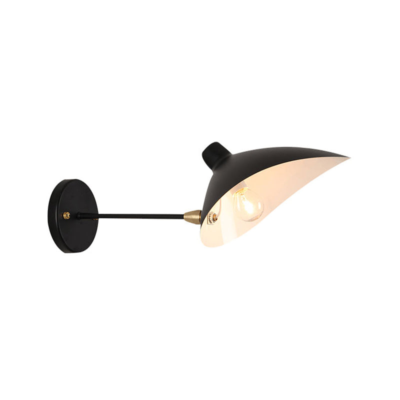 Metallic Duckbill Shade Wall Lamp Modern Style 1 Head Black Finish Sconce Lighting with Straight/Curved Arm
