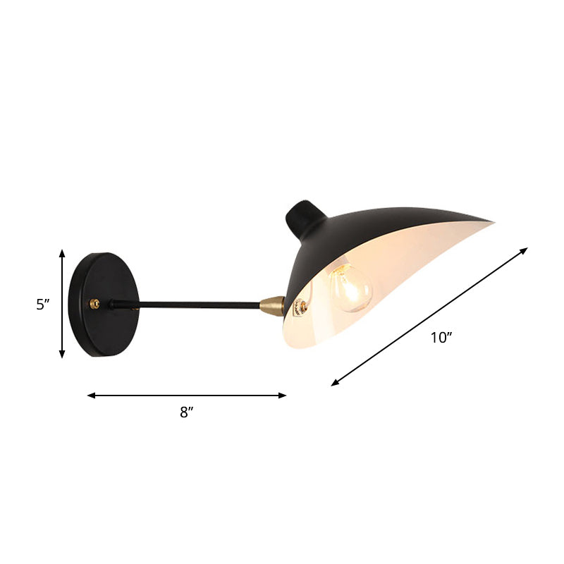 Metallic Duckbill Shade Wall Lamp Modern Style 1 Head Black Finish Sconce Lighting with Straight/Curved Arm