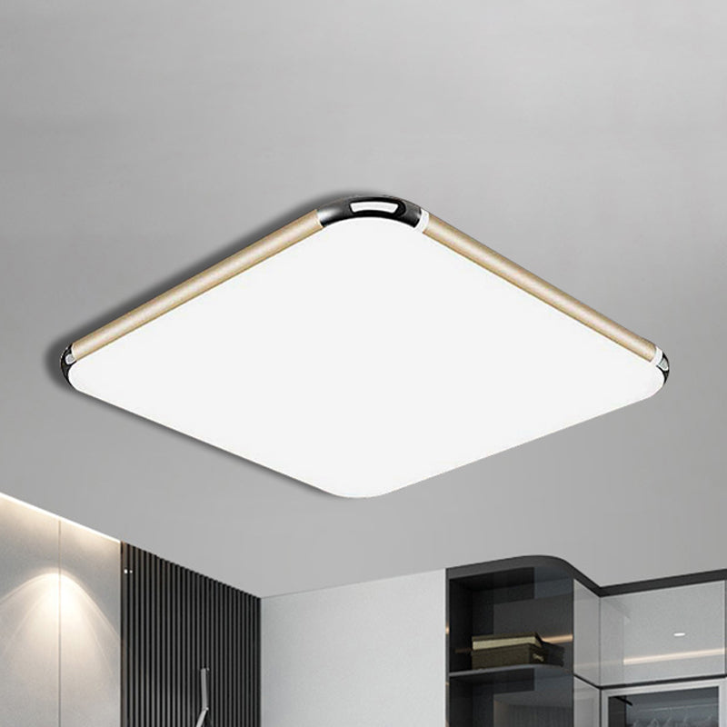 Ultra-Thin Square/Rectangular Flush Light Minimalist Gold LED Ceiling Flush Mount for Bedroom with Acrylic Diffuser, 12"/18"/20.5" Wide