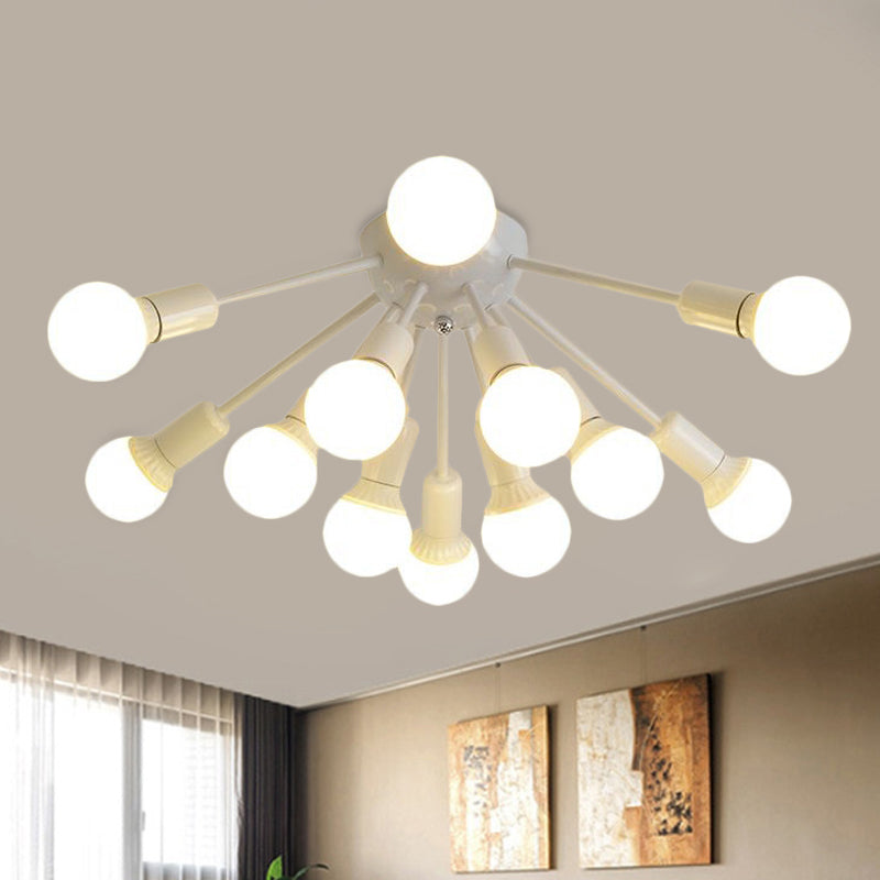 Plafonnier Semi-encastré en métal Spoutnik, moderne, 8/12 lumières, blanc/noir/or, pour salon