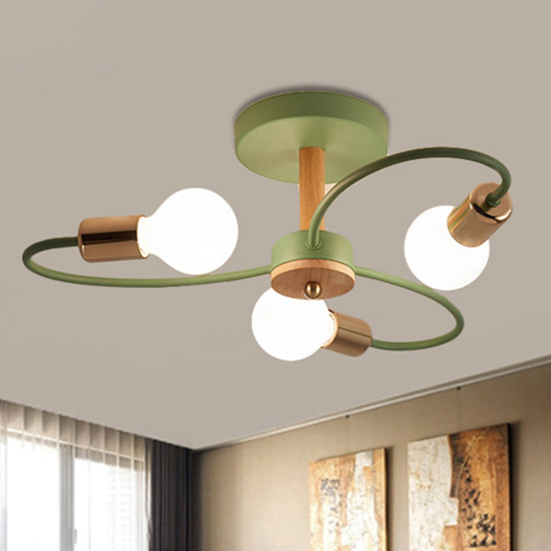 Spoetnik semi-inbouwlamp eigentijds metaal 3/6/8 lampen grijs/groen semi-inbouw plafondarmatuur met gebogen arm