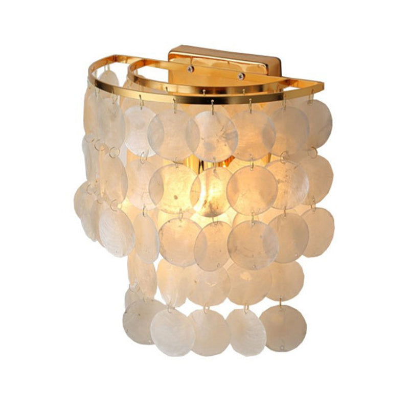 Lampaggio a muro a muro di cascata Minalismo Shell White LED SCONCE SCONCE PER LAVERE PER LA SOGGIORO
