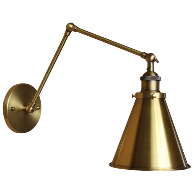 Conical Shade Iron Wall Mount Light Antique 1 Bulb Bedroom Wall Lighting Fixture