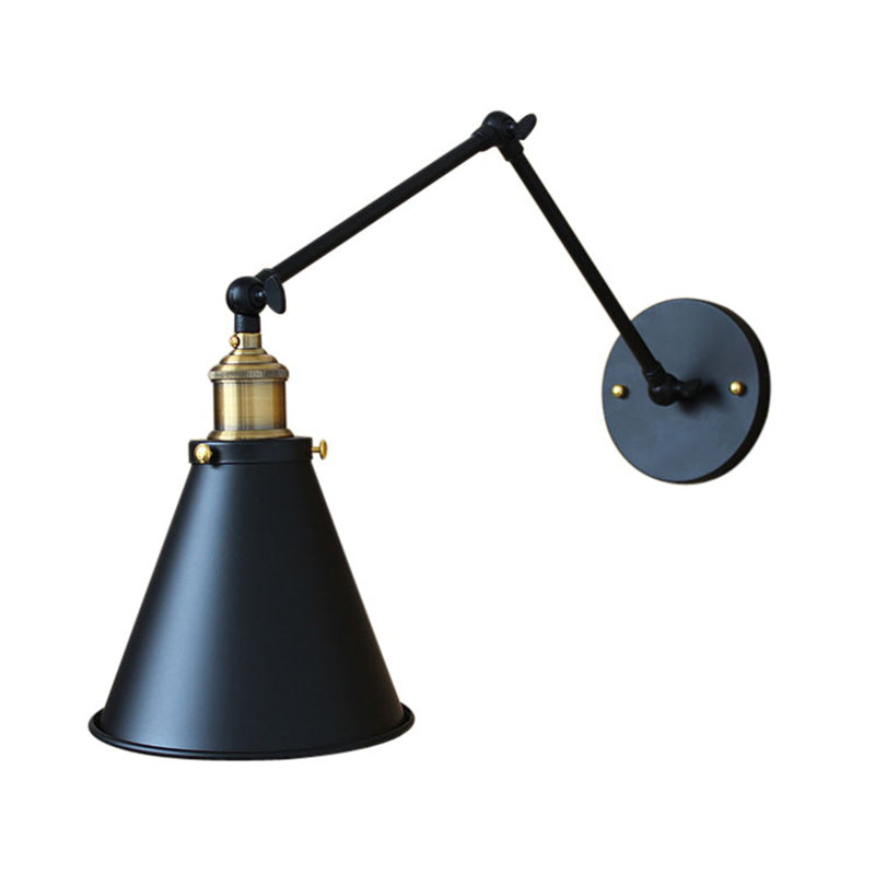 Conical Shade Iron Wall Mount Light Antique 1 Bulb Bedroom Wall Lighting Fixture