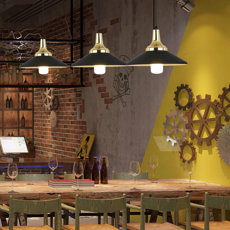 Nordic Style Shaded Pendant Light 1-Light Metallic Suspension Light Fixture in Black