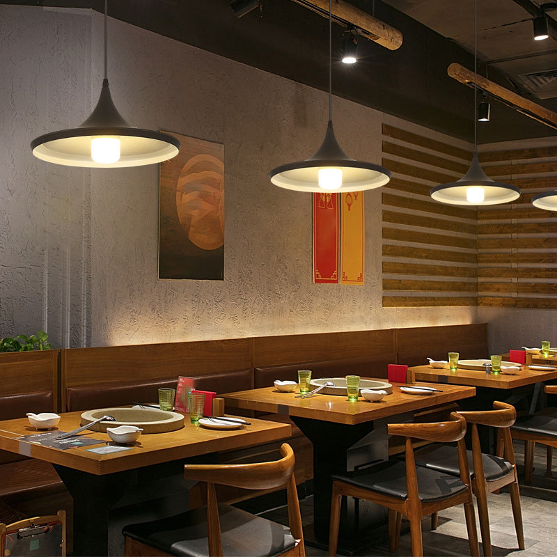 Nordic Style Shaded Pendant Light 1-Light Metallic Suspension Light Fixture in Black