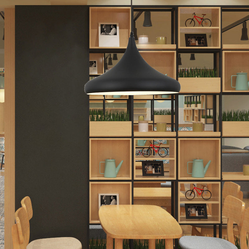 Nordic Style Shaded Pendant Light 1-Light Metallic Suspension Light Fixture in Black