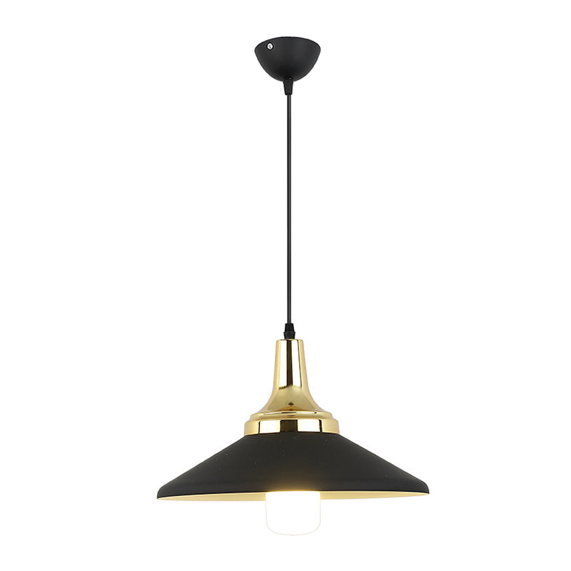 Nordic Style Shaded Pendant Light 1-Light Metallic Suspension Light Fixture in Black
