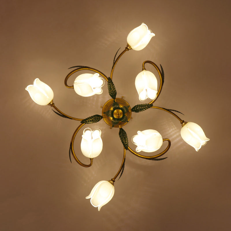 Luz de techo de techo de flor de vidrio blanco