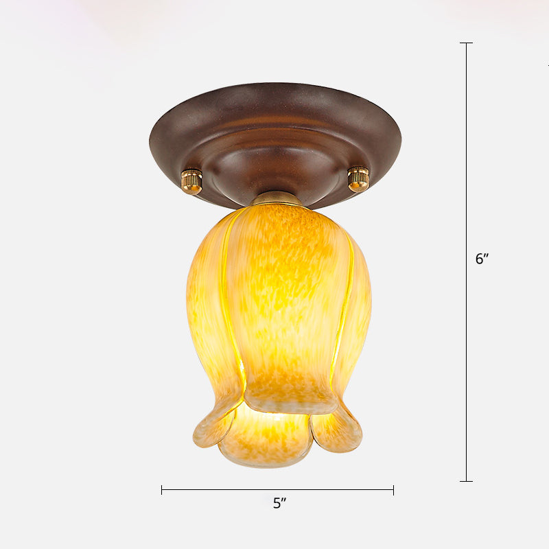 Blume kleiner Gang Deckenleuchte Pastoralglas 1-Kaffee-Kaffee-Kaffee-Halbflush-Licht