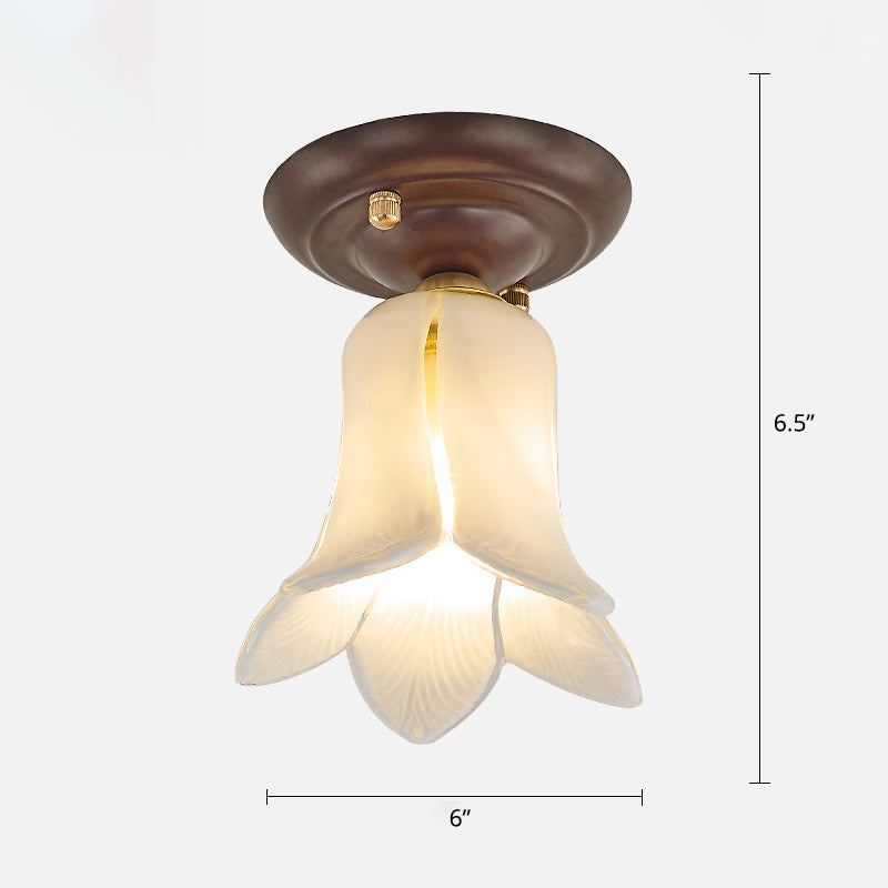 Blume kleiner Gang Deckenleuchte Pastoralglas 1-Kaffee-Kaffee-Kaffee-Halbflush-Licht
