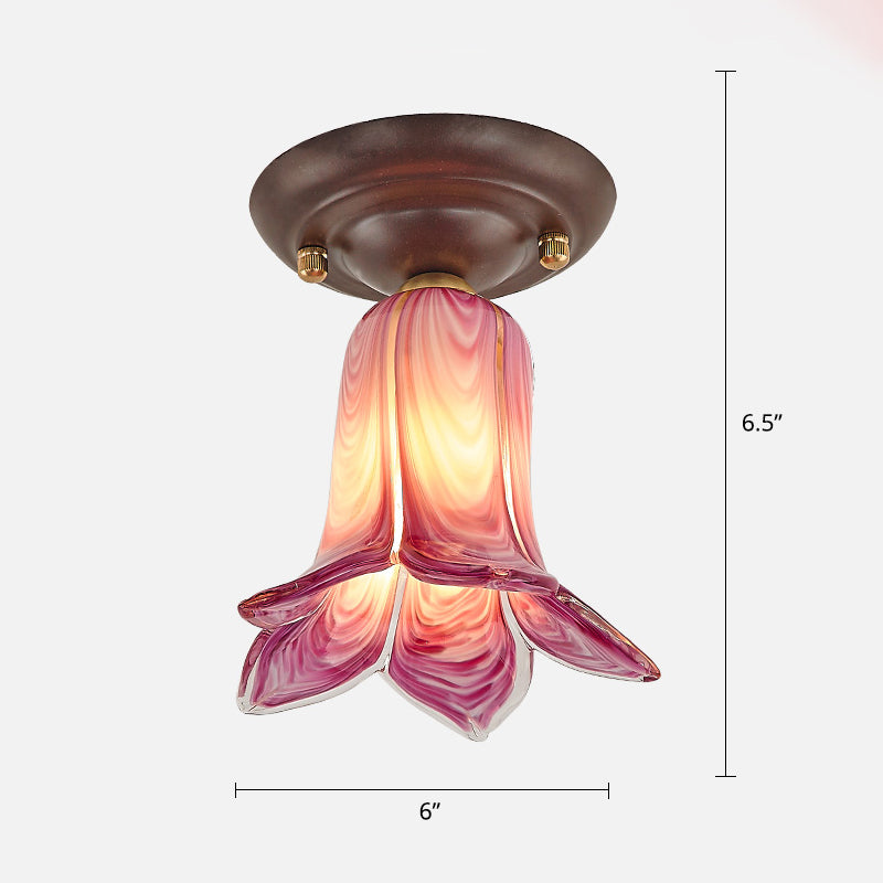 Blume kleiner Gang Deckenleuchte Pastoralglas 1-Kaffee-Kaffee-Kaffee-Halbflush-Licht