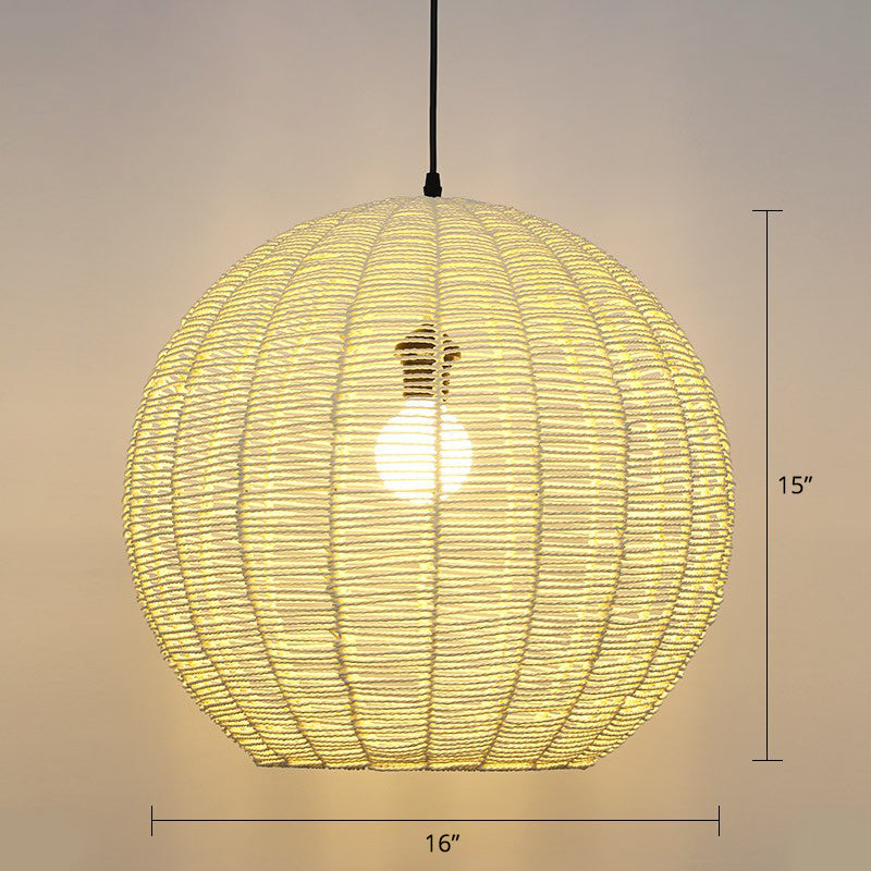 Kugelförmige Rattan -Suspension Licht Minimalist 1 Kopfheizendedecke für das Restaurant
