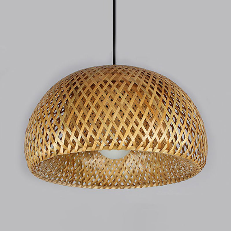 Lampada a cupola a cupola a 2 strati Simplicity Bamboo Bamboo Bulbina a bulbo singolo Luce a sospensione in legno