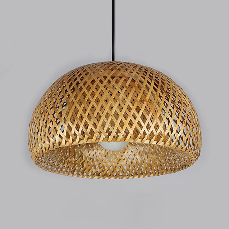 Lampada a cupola a cupola a 2 strati Simplicity Bamboo Bamboo Bulbina a bulbo singolo Luce a sospensione in legno