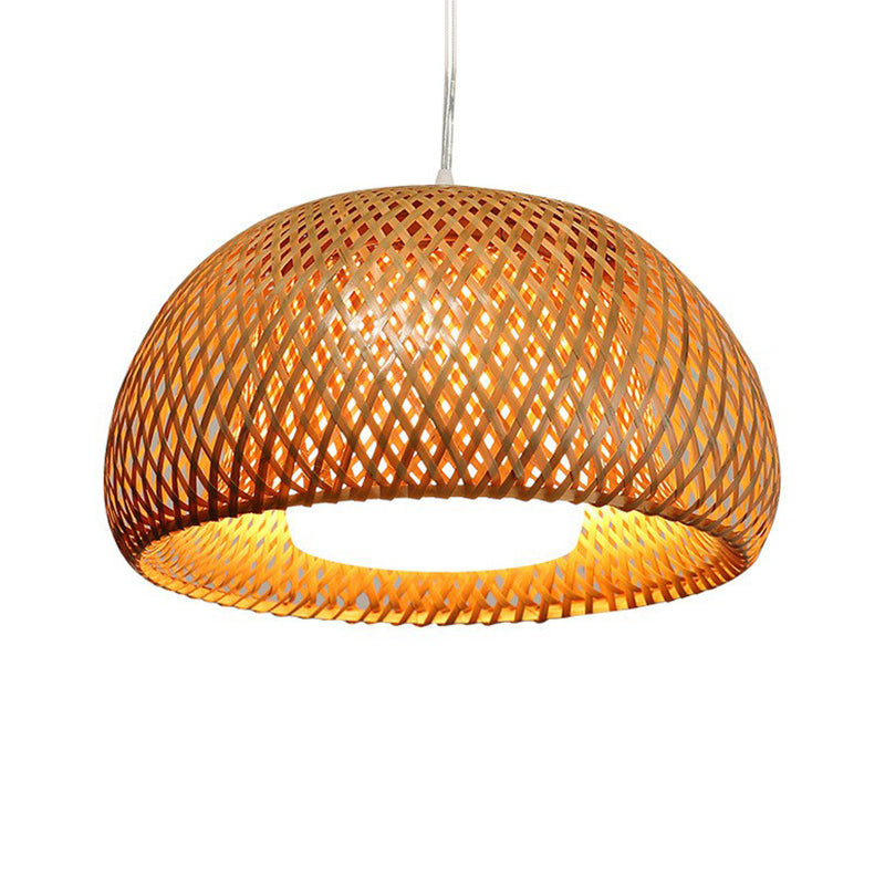 Lampada a cupola a cupola a 2 strati Simplicity Bamboo Bamboo Bulbina a bulbo singolo Luce a sospensione in legno