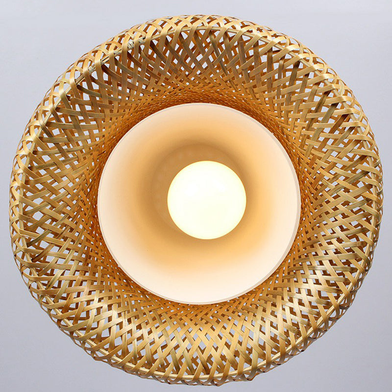Lampada a cupola a cupola a 2 strati Simplicity Bamboo Bamboo Bulbina a bulbo singolo Luce a sospensione in legno