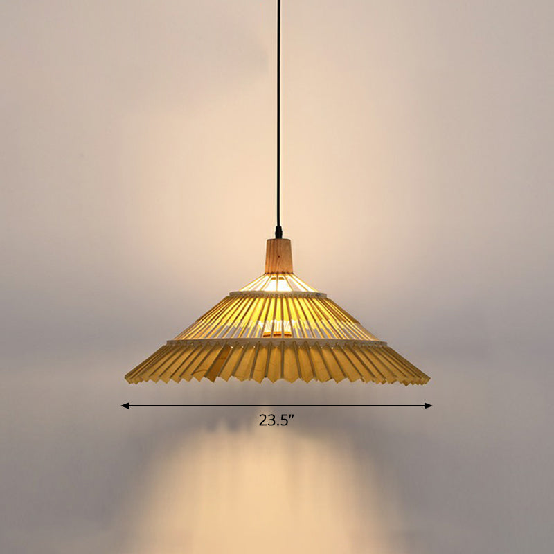 Bamboo Umbrella Pendant Light Chinoiserie 1 Head Suspension Lighting Fixture for Restaurant