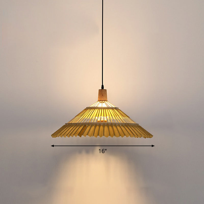 Bamboo Umbrella Pendant Light Chinoiserie 1 Head Suspension Lighting Fixture for Restaurant