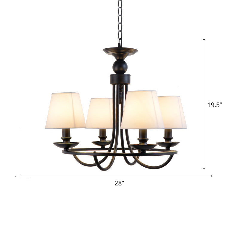 Conical Chandelier Country Style Fabric Pendant Lighting Fixture for Dining Room