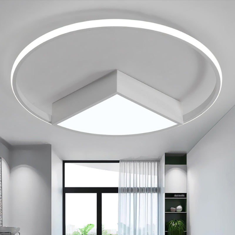 16"/19.5"/23.5" Wide Acrylic Sector Flushmount Simplicity LED Black/White Ceiling Lighting Fixture in Warm/White Light