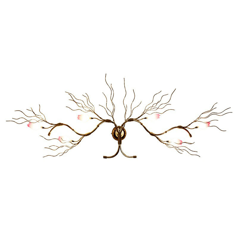 Blumenzweig Wohnzimmer Leuchte Aluminium 6 Lampen Art Deco Wandmontage Licht montiert