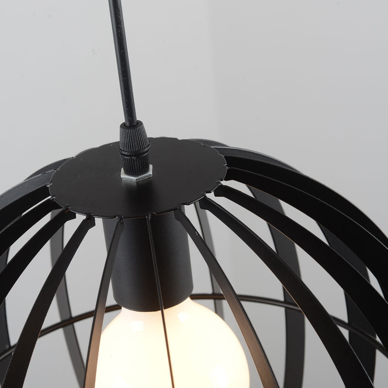 1-Light Hemisphere Pendant Lamp Factory Black Metal Hanging Light Fixture for Living Room