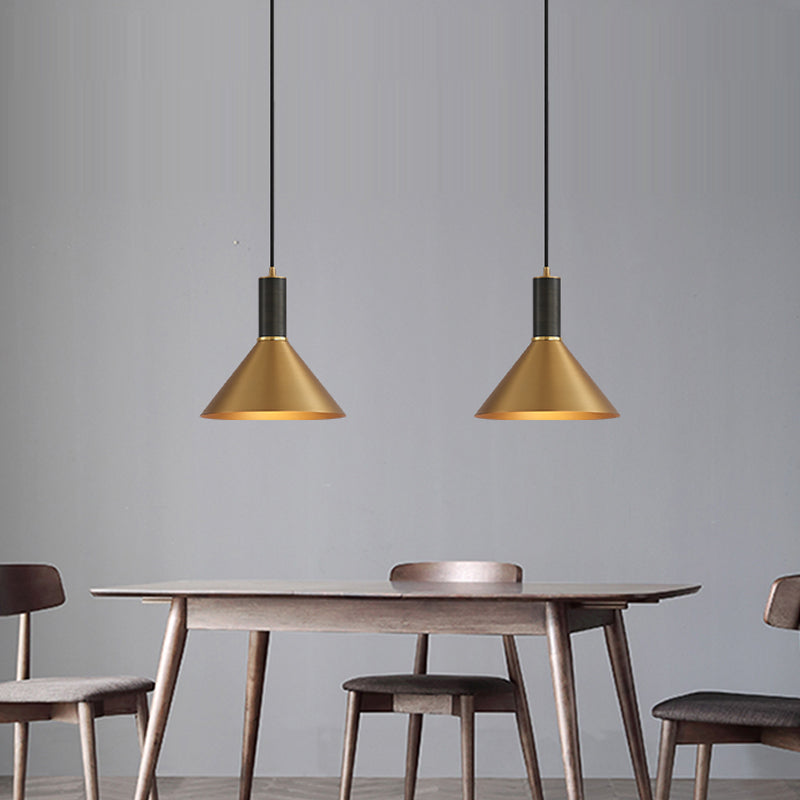 Brass Cone Pendant Lamp Minimalist Metal 1-Light Dining Room Suspension Light Fixture