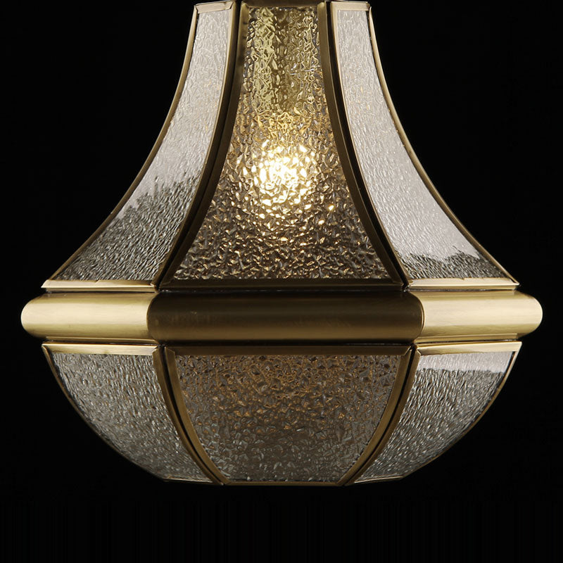 Lámpara de lámpara de semi descarga de 1 luz de bronce lámpara de techo de pera de vidrio con textura en forma de textura