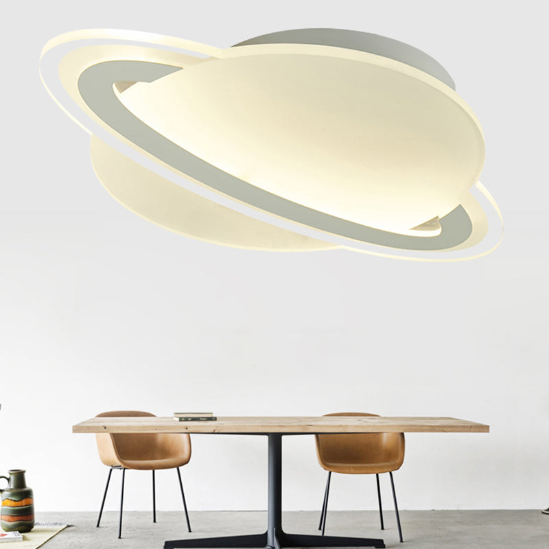 Kids Planet Shaped Flush Mount Acrylic Bedroom LED Ceiling Mounted Light in White