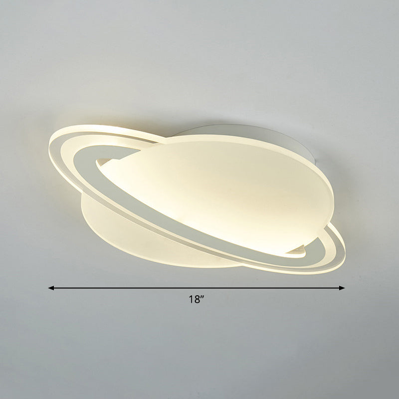 Kids Planet Shaped Flush Mount Acrylic Bedroom LED Ceiling Mounted Light in White