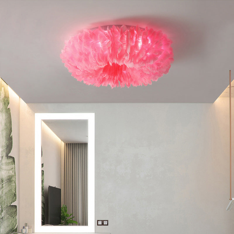 Donut En Forma De Habitación Para Niñas En Forma De Rubor Techo Ligero Pluma Modernista Montaje De Iluminación Montaje