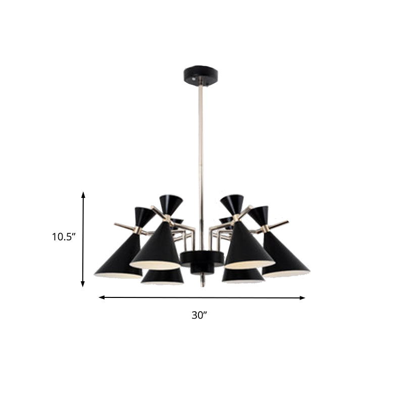 Nordic Bi-conical Pendant Chandelier Metal 3/6 Lights Black/White/Pink Dining Room Chandelier Lighting Fixture