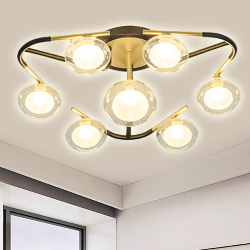 Black Multiple Rod Semi Flush Mount moderniste Multi Lights LED METAL METAL MONT MOURT LAMPE AVEC CHEMIN BALLE VIE