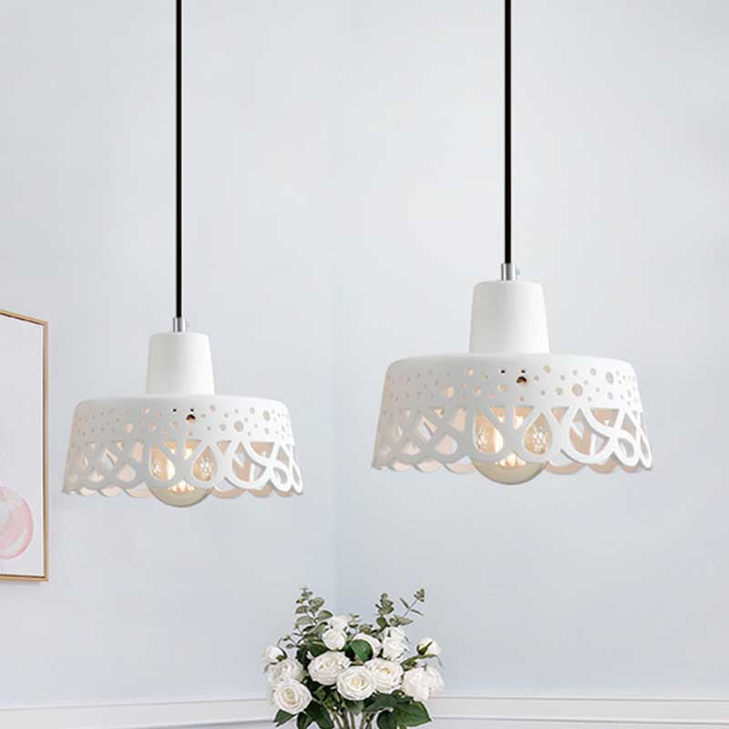 Iluminación colgante grabada en hormigón de estilo nórdico 1 luz colgante de gris claro/blanco/amarillo con tono geométrico/campana/acampanado