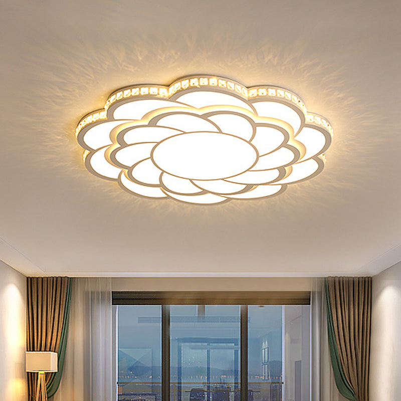 31.5"/39" Wide Blossom Large Flush Mount Fixture Modern LED Crystal Accent Flush Mount Lamp in Warm/White Light