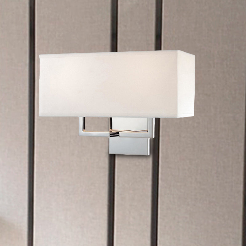 Modernisme LED -wand sconce met stofschaduw Chrome rechthoekige wandmontage Lichte bevestiging