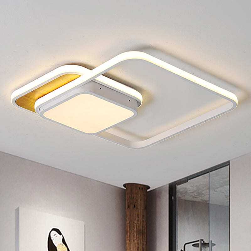 Lampada da soffitto geometrica nera/bianca moderna a LED in metallo a luce bianca/calda, 18 "/21,5" Wide