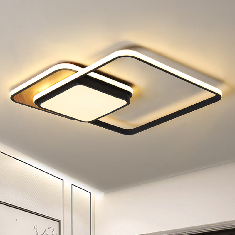 Lampada da soffitto geometrica nera/bianca moderna a LED in metallo a luce bianca/calda, 18 "/21,5" Wide