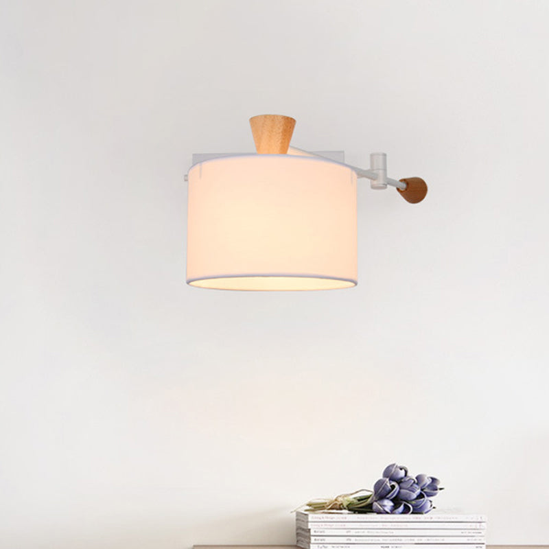 Drum Wall Light Sconce Modernism Fabric 1 Light Sconce Light in Black/White for Living Room