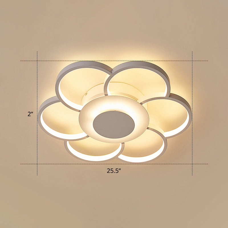 Sunflower Shaped Flushmount Ceiling Lamp Minimalist Metal White LED Flush Mounted Light for Bedroom