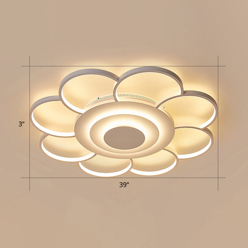 Sunflower Shaped Flushmount Ceiling Lamp Minimalist Metal White LED Flush Mounted Light for Bedroom