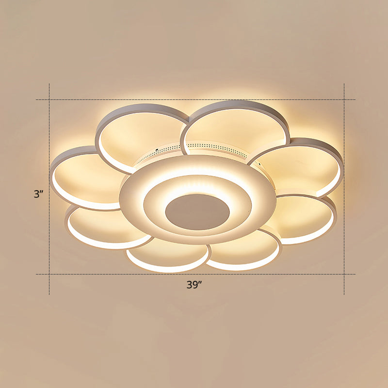 Sunflower Shaped Flushmount Ceiling Lamp Minimalist Metal White LED Flush Mounted Light for Bedroom