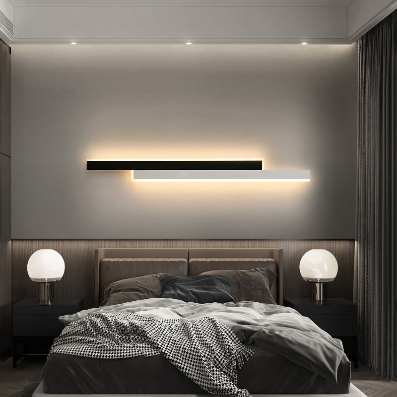 Schwarz-Weiß lineare LED-Wandlicht minimalistische Metallflush-Montierung Wandleuchte für Korridor