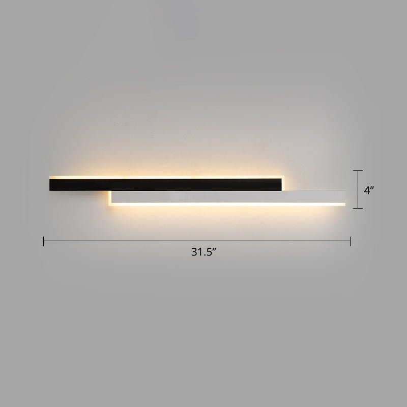 Schwarz-Weiß lineare LED-Wandlicht minimalistische Metallflush-Montierung Wandleuchte für Korridor