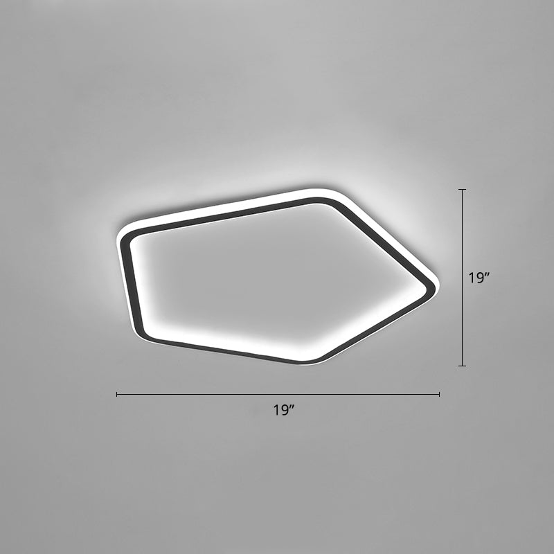 Minimalist Pentagon Ultrathin Ceiling Light Aluminum Bedroom LED Flush Mount Light in Black