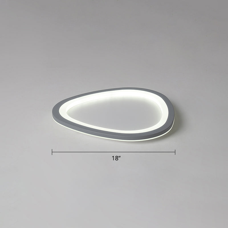 Dunkelgraue Tropfenförmige Flushmount Nordic Acryl LED Ultradünne Deckenleuchte